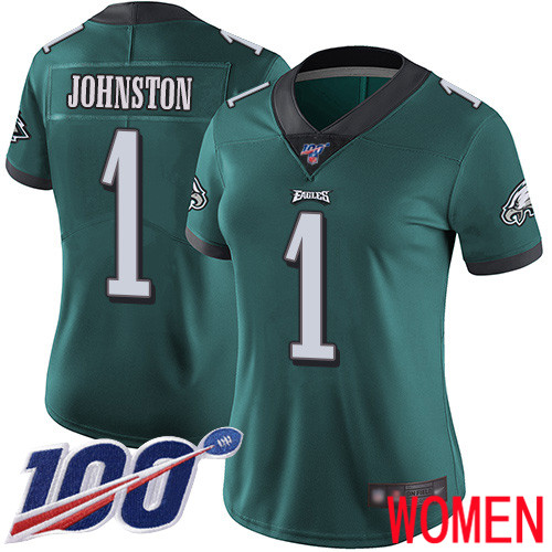 Women Philadelphia Eagles #1 Cameron Johnston Midnight Green Team Color Vapor Untouchable NFL Jersey 100th